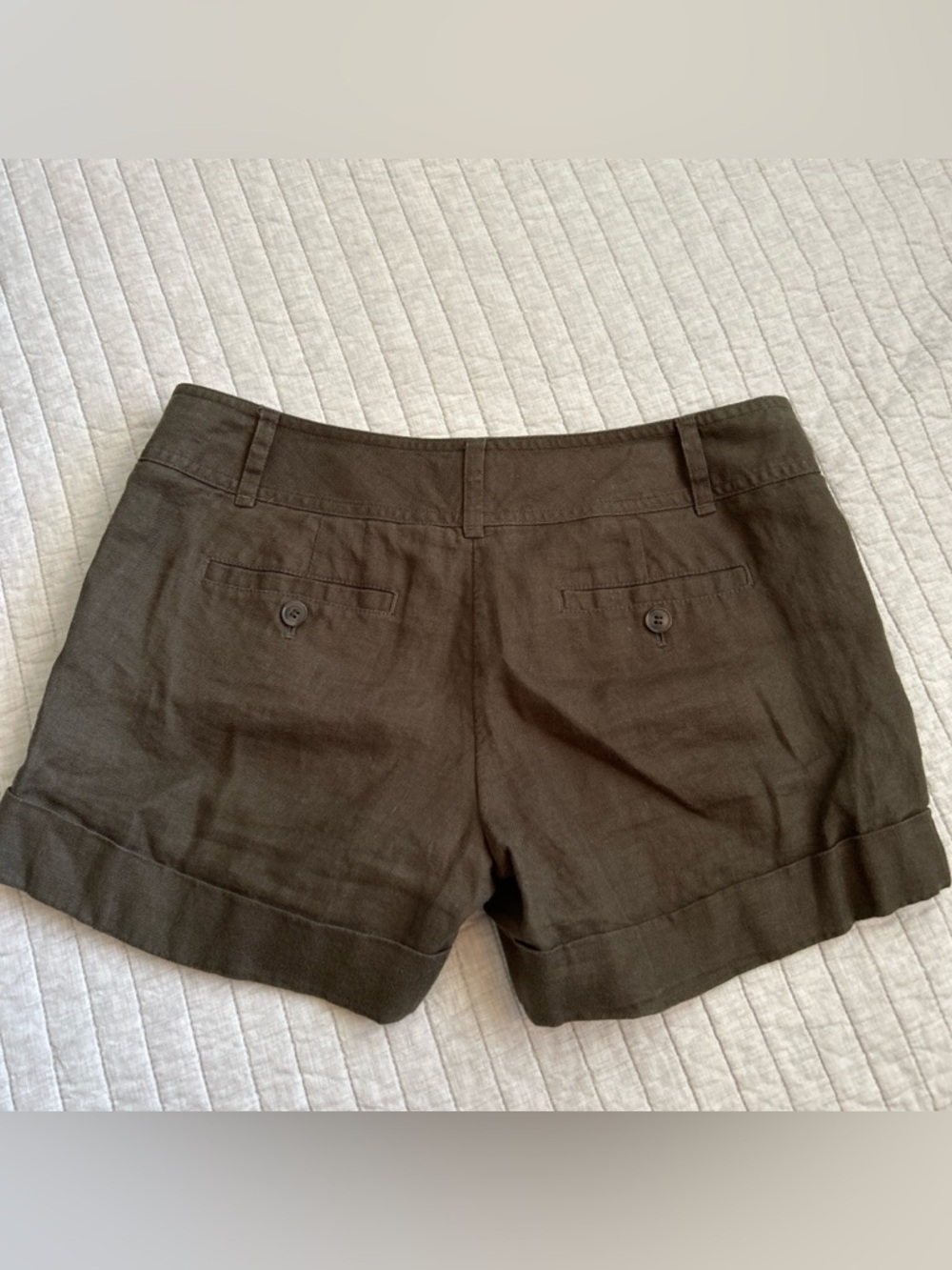Limited Vtg 90’s Y2K green utility linen cuffed festival short shorts 6 - Picture 5 of 8